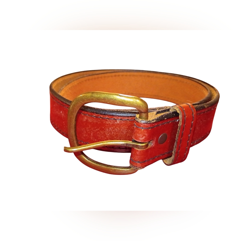 Vintage Leather Belt with Brass Buckle Size 36